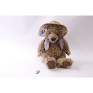 Tag Along, Teddy Bear, Fisherman, Plush, Straw Hat, Wicker Bag, ~ 250903-WH 605